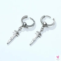 COOL SINGLE SILVER STAINLESS STEEL HOOP DAGGER EARRING FOR MEN AND BOYS