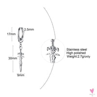 COOL SINGLE SILVER STAINLESS STEEL HOOP DAGGER EARRING FOR MEN AND BOYS