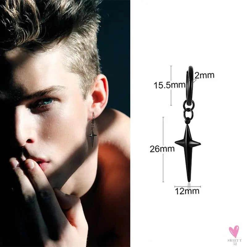 COOL SINGLE SILVER STAINLESS STEEL HOOP DAGGER EARRING FOR MEN AND BOYS
