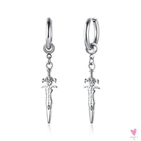 COOL SINGLE SILVER STAINLESS STEEL HOOP DAGGER EARRING FOR MEN AND BOYS