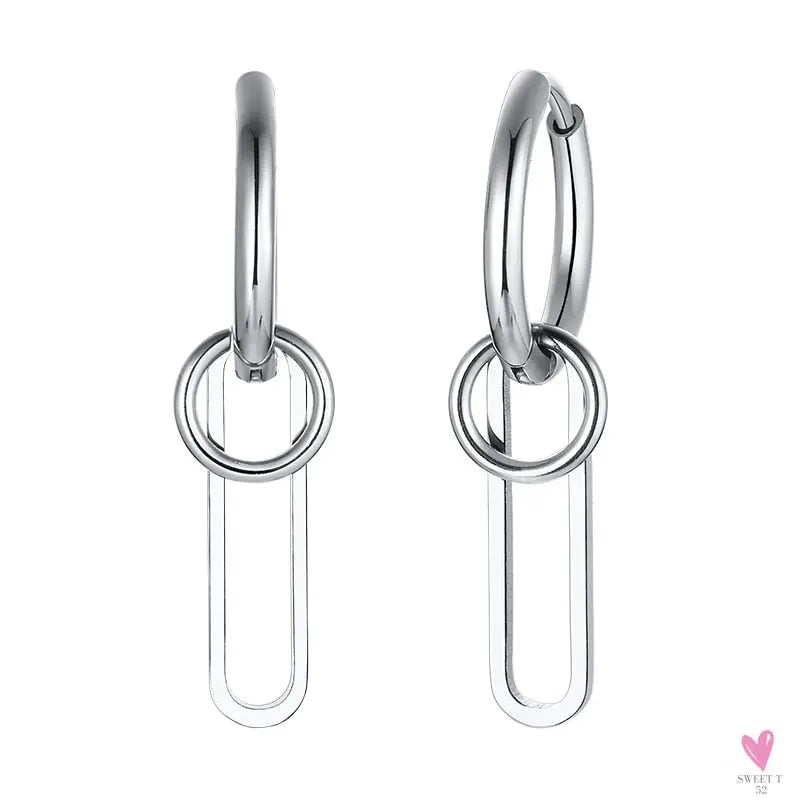 COOL SINGLE SILVER STAINLESS STEEL HOOP DAGGER EARRING FOR MEN AND BOYS