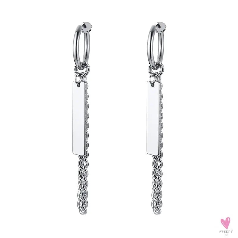 COOL SINGLE SILVER STAINLESS STEEL HOOP DAGGER EARRING FOR MEN AND BOYS