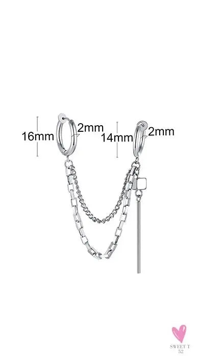 COOL SINGLE SILVER STAINLESS STEEL HOOP DAGGER EARRING FOR MEN AND BOYS