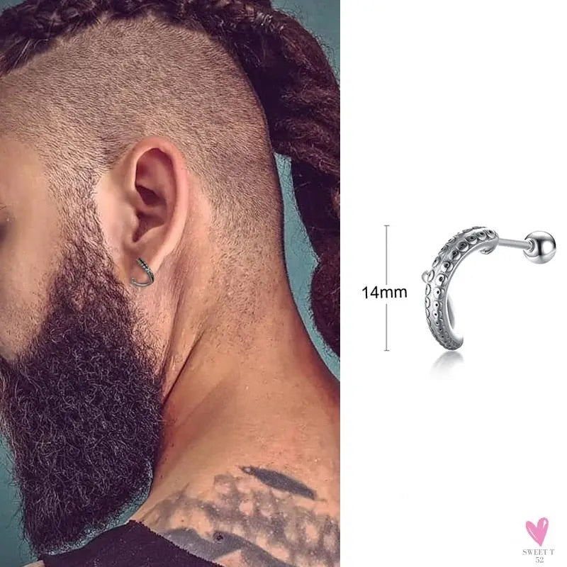 COOL SINGLE SILVER STAINLESS STEEL HOOP DAGGER EARRING FOR MEN AND BOYS