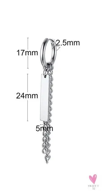 COOL SINGLE SILVER STAINLESS STEEL HOOP DAGGER EARRING FOR MEN AND BOYS