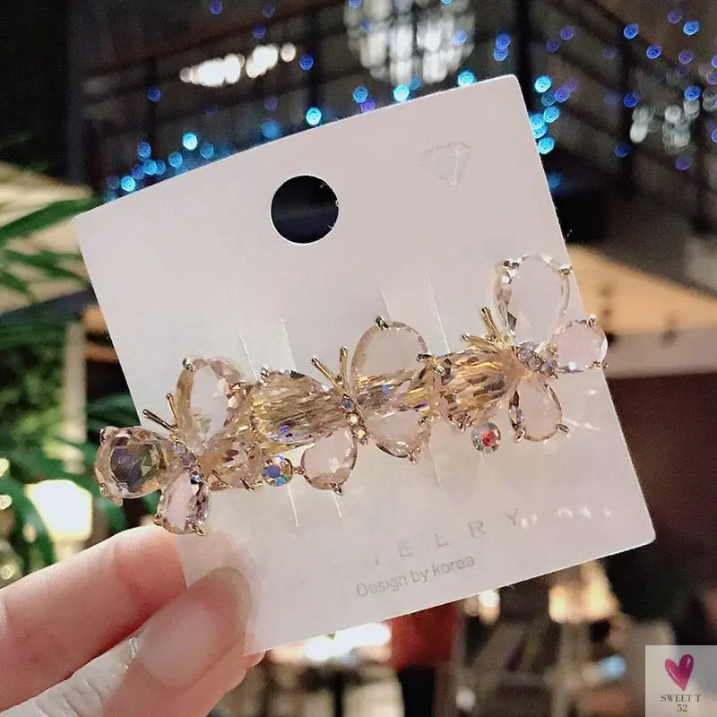 Crystal Butterfly/Flower Hair Clip, Large Duckbill Hair Clip for Women and Girls