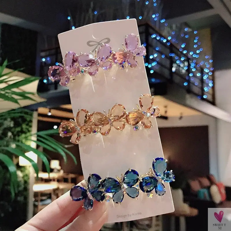 Crystal Butterfly/Flower Hair Clip, Large Duckbill Hair Clip for Women and Girls