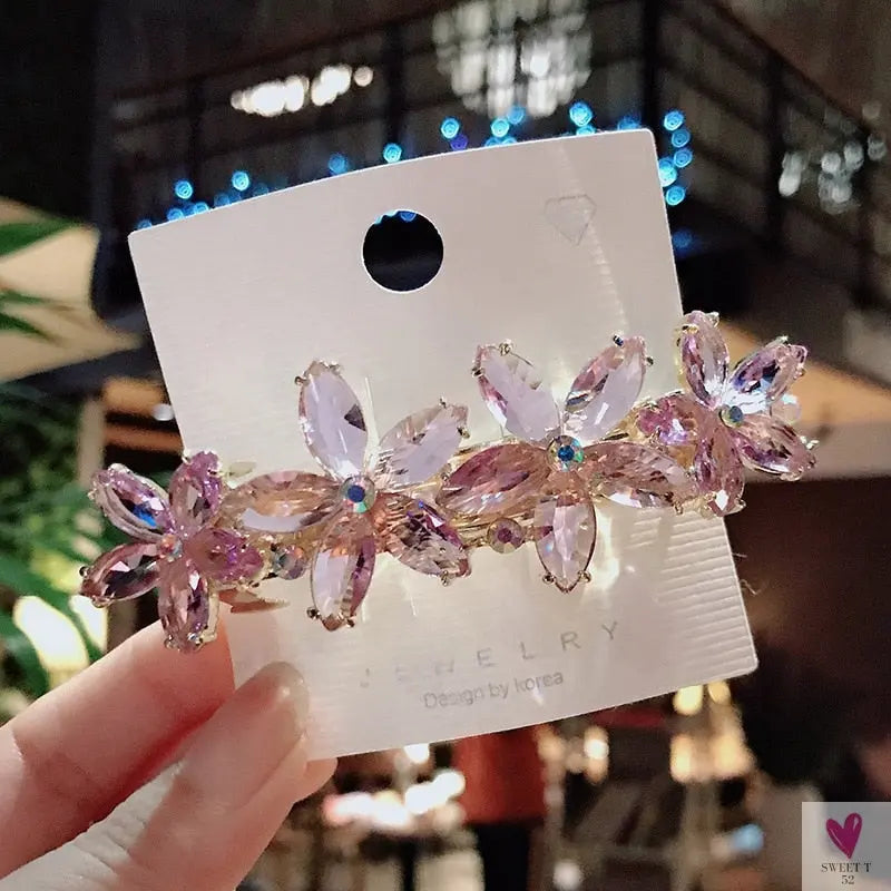 Crystal Butterfly/Flower Hair Clip, Large Duckbill Hair Clip for Women and Girls