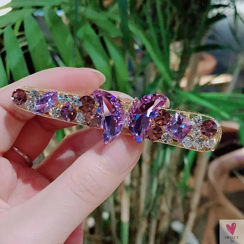 Crystal Butterfly/Flower Hair Clip, Large Duckbill Hair Clip for Women and Girls