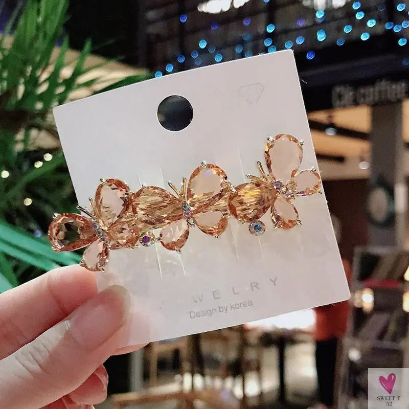 Crystal Butterfly/Flower Hair Clip, Large Duckbill Hair Clip for Women and Girls