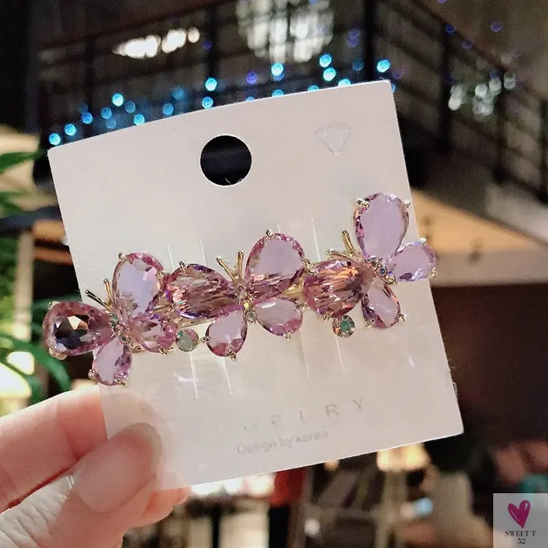 Crystal Butterfly/Flower Hair Clip, Large Duckbill Hair Clip for Women and Girls