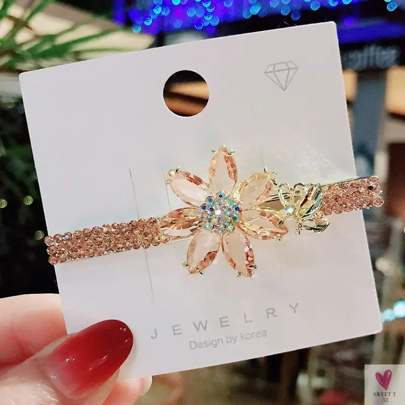 Crystal Butterfly/Flower Hair Clip, Large Duckbill Hair Clip for Women and Girls