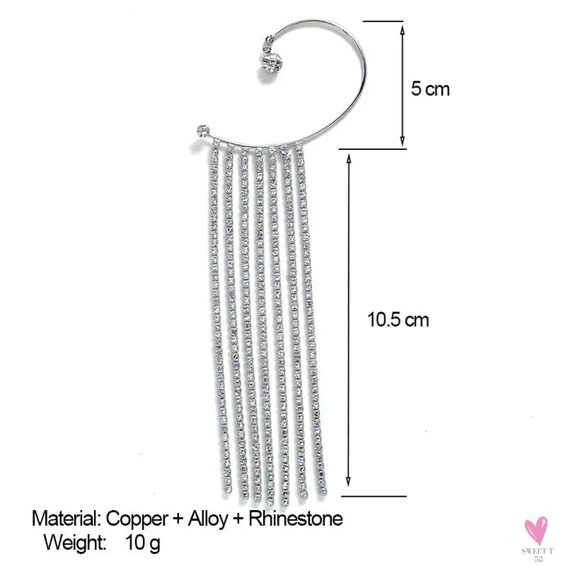 Crystal Butterfly Tassel Ear Cuff Earrings for Women and Girls in Gold and Silver