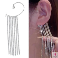 Crystal Butterfly Tassel Ear Cuff Earrings for Women and Girls in Gold and Silver