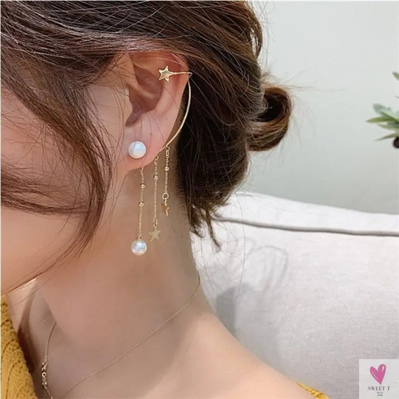 Crystal Butterfly Tassel Ear Cuff Earrings for Women and Girls in Gold and Silver