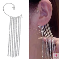 Crystal Butterfly Tassel Ear Cuff Earrings for Women and Girls in Gold and Silver