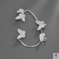 Crystal Butterfly Tassel Ear Cuff Earrings for Women and Girls in Gold and Silver