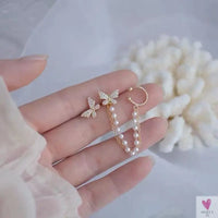 Crystal Butterfly Tassel Ear Cuff Earrings for Women and Girls in Gold and Silver