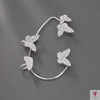 Crystal Butterfly Tassel Ear Cuff Earrings for Women and Girls in Gold and Silver