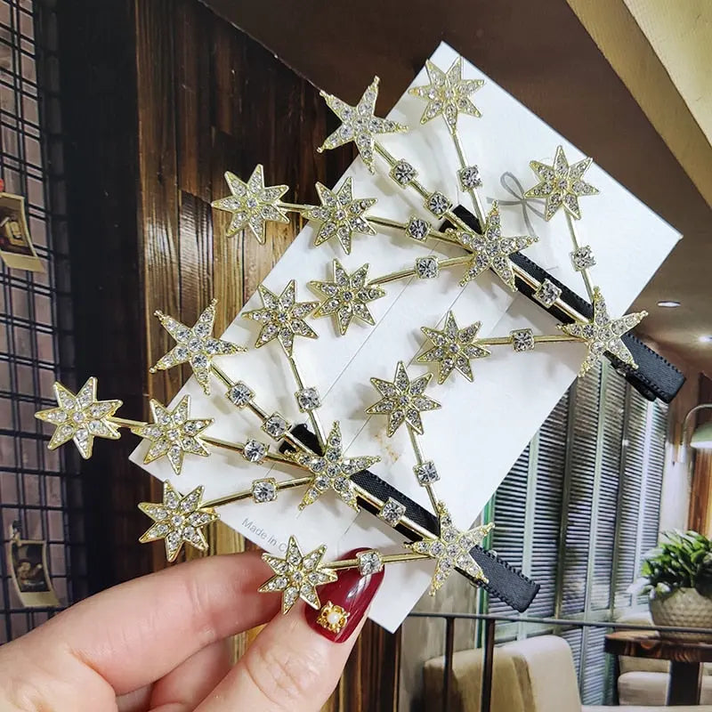 Crystal/Flower/Star/Pearl Hair Pins for Women and Girls With Diamond Duckbill Clip