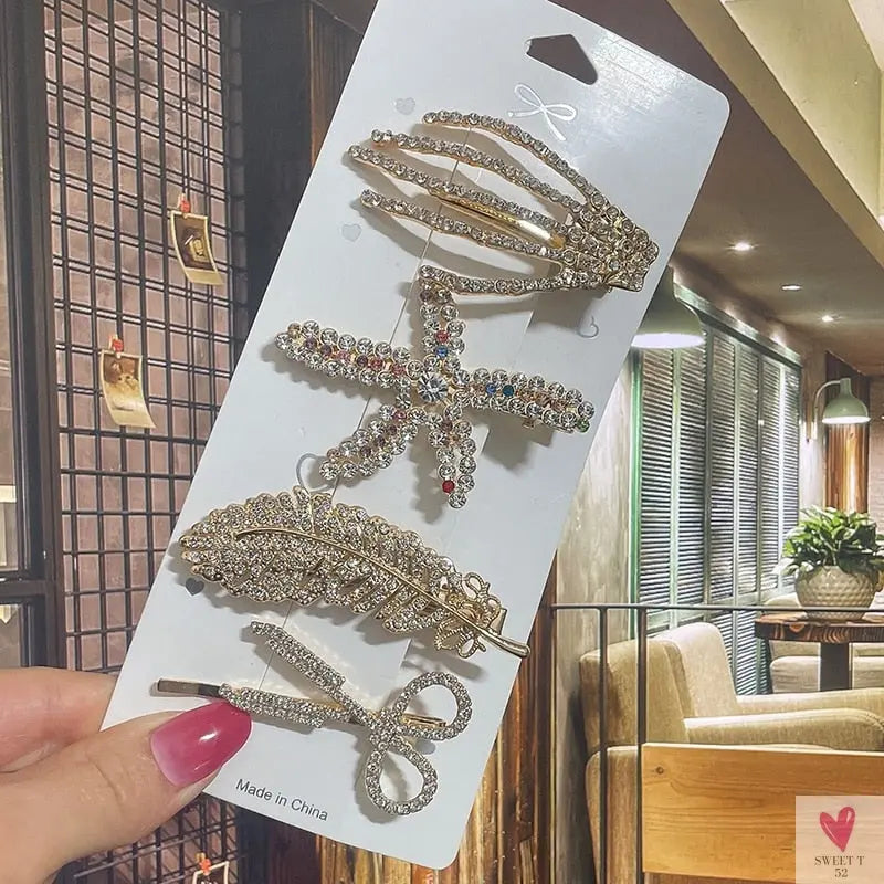 Crystal/Flower/Star/Pearl Hair Pins for Women and Girls With Diamond Duckbill Clip