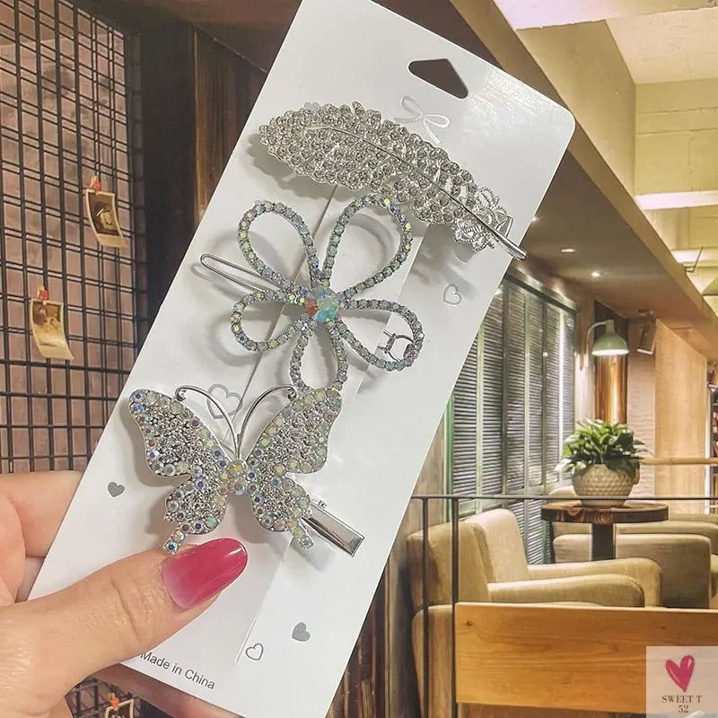 Crystal/Flower/Star/Pearl Hair Pins for Women and Girls With Diamond Duckbill Clip