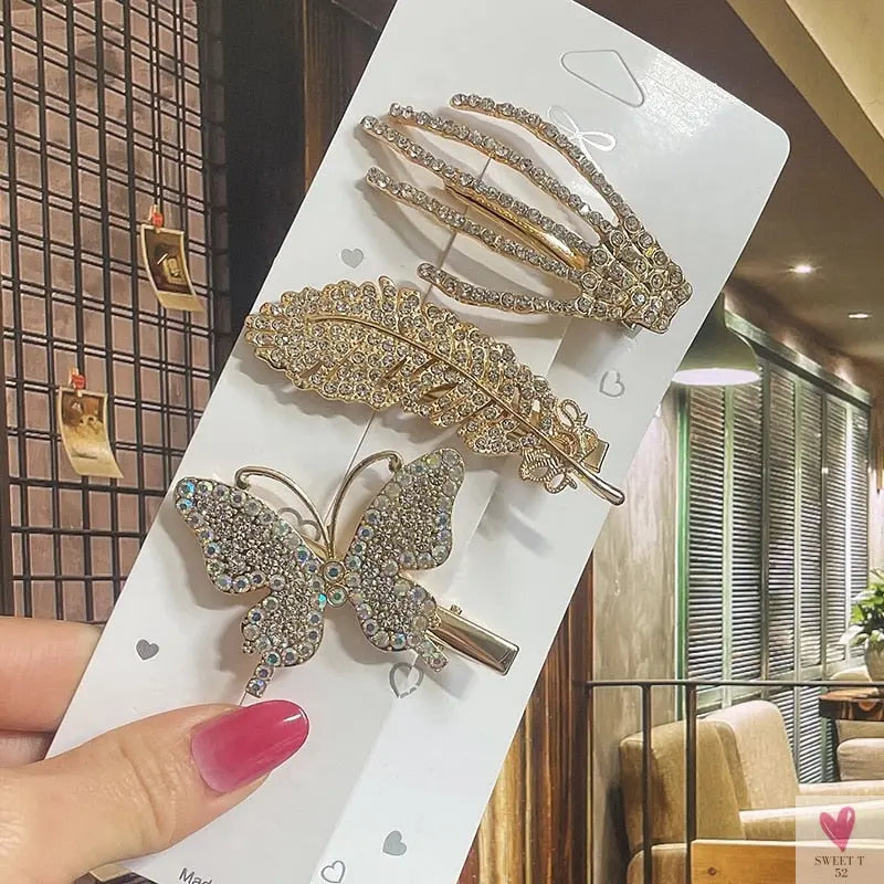 Crystal/Flower/Star/Pearl Hair Pins for Women and Girls With Diamond Duckbill Clip