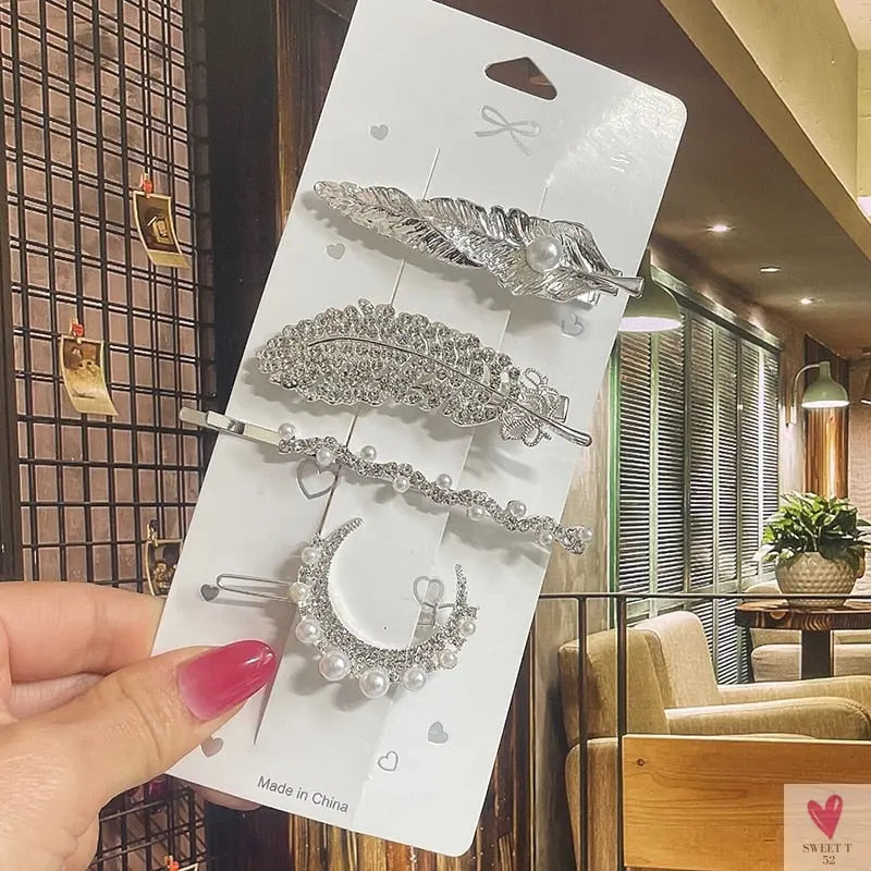 Crystal/Flower/Star/Pearl Hair Pins for Women and Girls With Diamond Duckbill Clip