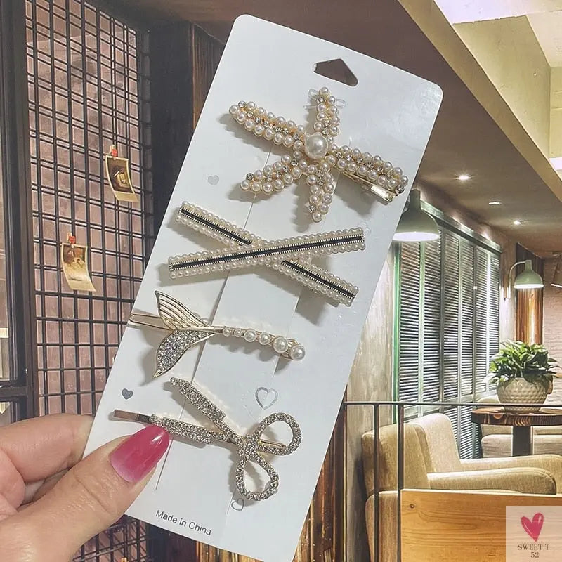 Crystal/Flower/Star/Pearl Hair Pins for Women and Girls With Diamond Duckbill Clip