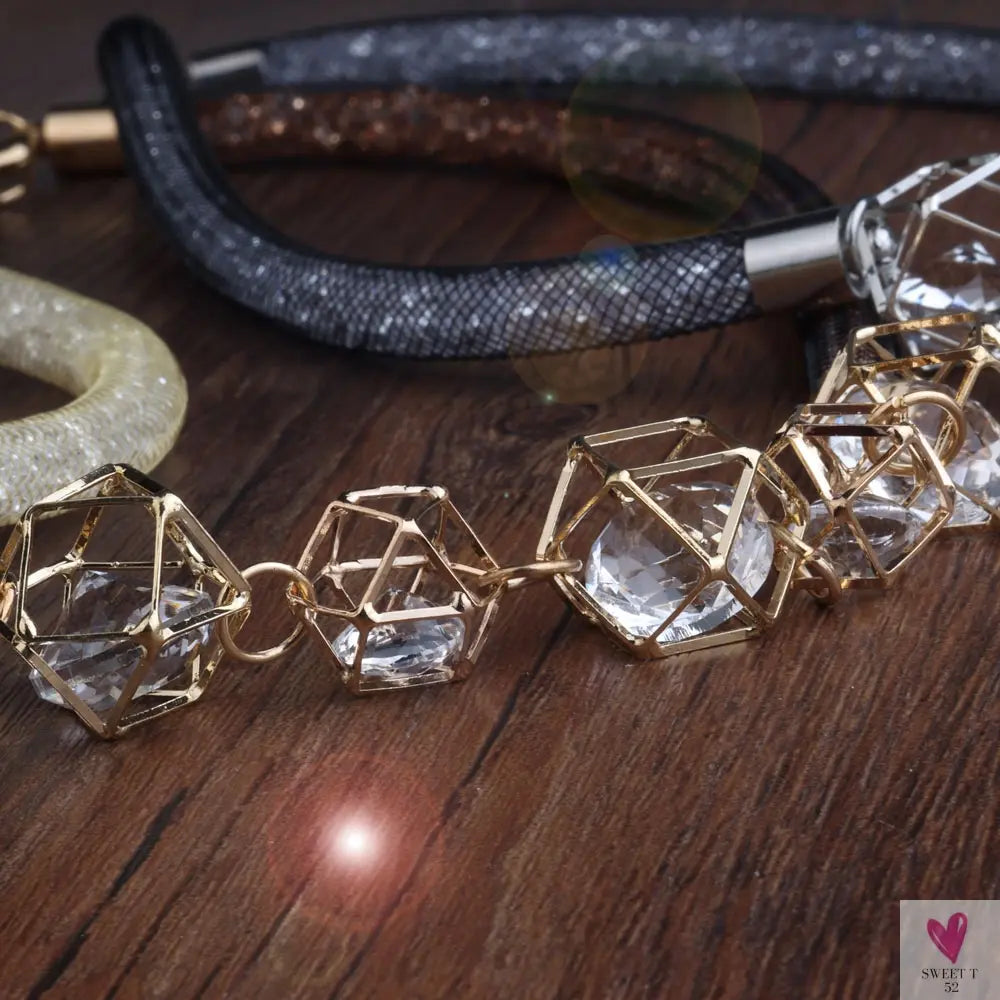 Crystal Mesh Pendant Necklace, Choker/Bib Style Necklace, For Women and Girls