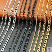 Cuban Chain Link Necklace for Men and Boys, Stainless Steel in Gold, Black and Silver Color - Choker or Long