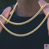 Cuban Chain Link Necklace for Men and Boys, Stainless Steel in Gold, Black and Silver Color - Choker or Long