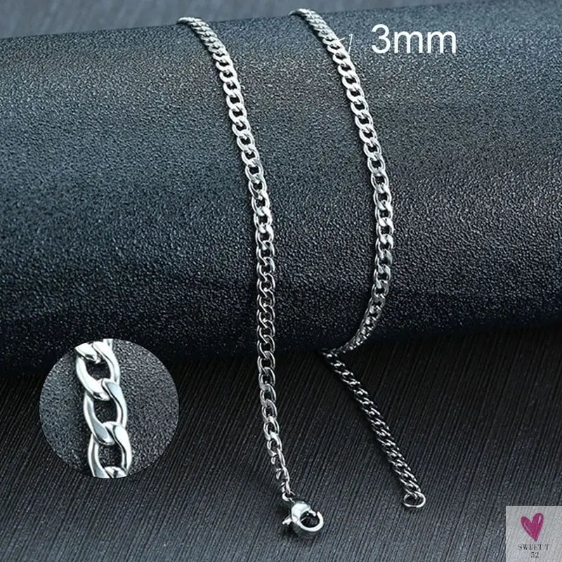 Cuban Chain Link Necklace for Men and Boys, Stainless Steel in Gold, Black and Silver Color - Choker or Long