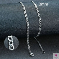 Cuban Chain Link Necklace for Men and Boys, Stainless Steel in Gold, Black and Silver Color - Choker or Long