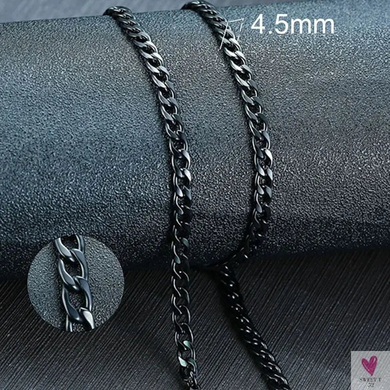 Cuban Chain Link Necklace for Men and Boys, Stainless Steel in Gold, Black and Silver Color - Choker or Long