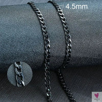 Cuban Chain Link Necklace for Men and Boys, Stainless Steel in Gold, Black and Silver Color - Choker or Long