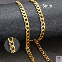 Cuban Chain Link Necklace for Men and Boys, Stainless Steel in Gold, Black and Silver Color - Choker or Long