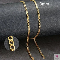 Cuban Chain Link Necklace for Men and Boys, Stainless Steel in Gold, Black and Silver Color - Choker or Long