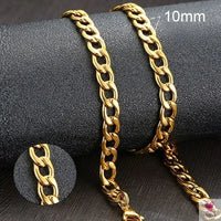 Cuban Chain Link Necklace for Men and Boys, Stainless Steel in Gold, Black and Silver Color - Choker or Long