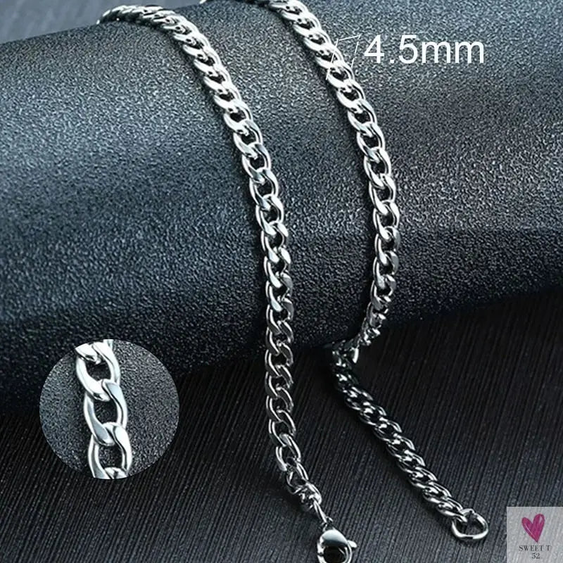 Cuban Chain Link Necklace for Men and Boys, Stainless Steel in Gold, Black and Silver Color - Choker or Long