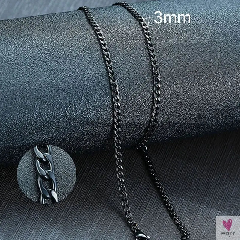 Cuban Chain Link Necklace for Men and Boys, Stainless Steel in Gold, Black and Silver Color - Choker or Long