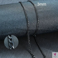 Cuban Chain Link Necklace for Men and Boys, Stainless Steel in Gold, Black and Silver Color - Choker or Long