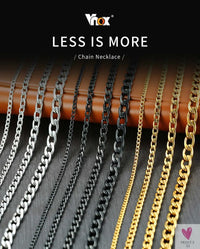 Cuban Chain Link Necklace for Men and Boys, Stainless Steel in Gold, Black and Silver Color - Choker or Long