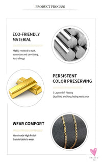 Cuban Chain Link Necklace for Men and Boys, Stainless Steel in Gold, Black and Silver Color - Choker or Long