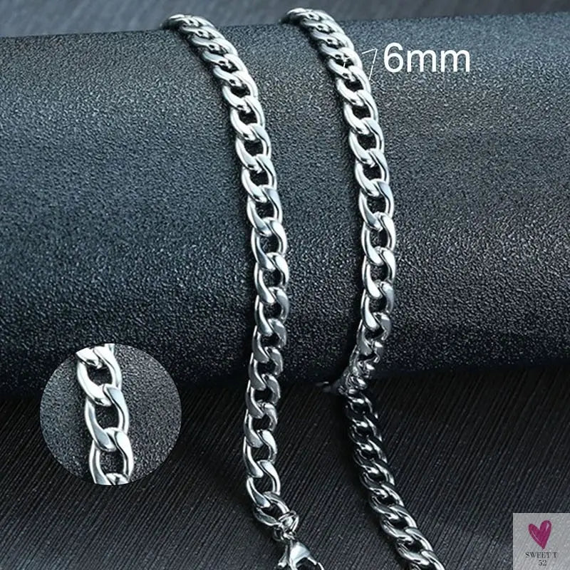Cuban Chain Link Necklace for Men and Boys, Stainless Steel in Gold, Black and Silver Color - Choker or Long