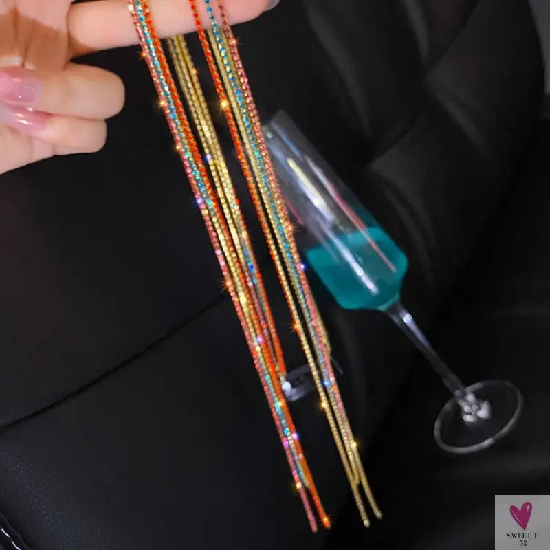 DIY Long Colorful Rhinestone/Crystal Braid/Straight Hair Wear for Women and Girls