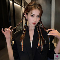 DIY Long Colorful Rhinestone/Crystal Braid/Straight Hair Wear for Women and Girls