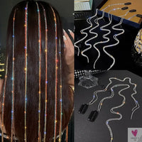 DIY Long Colorful Rhinestone/Crystal Braid/Straight Hair Wear for Women and Girls