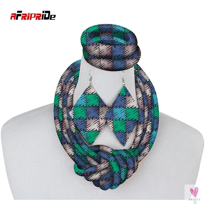 Ethnic Cloth Rope Necklace, Bracelet and Earring Set for Women & Girls - Elegant and Stylish