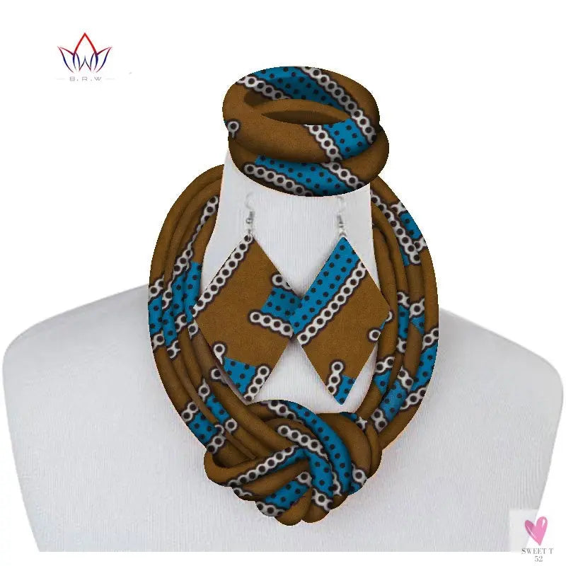 Ethnic Cloth Rope Necklace, Bracelet and Earring Set for Women & Girls - Elegant and Stylish